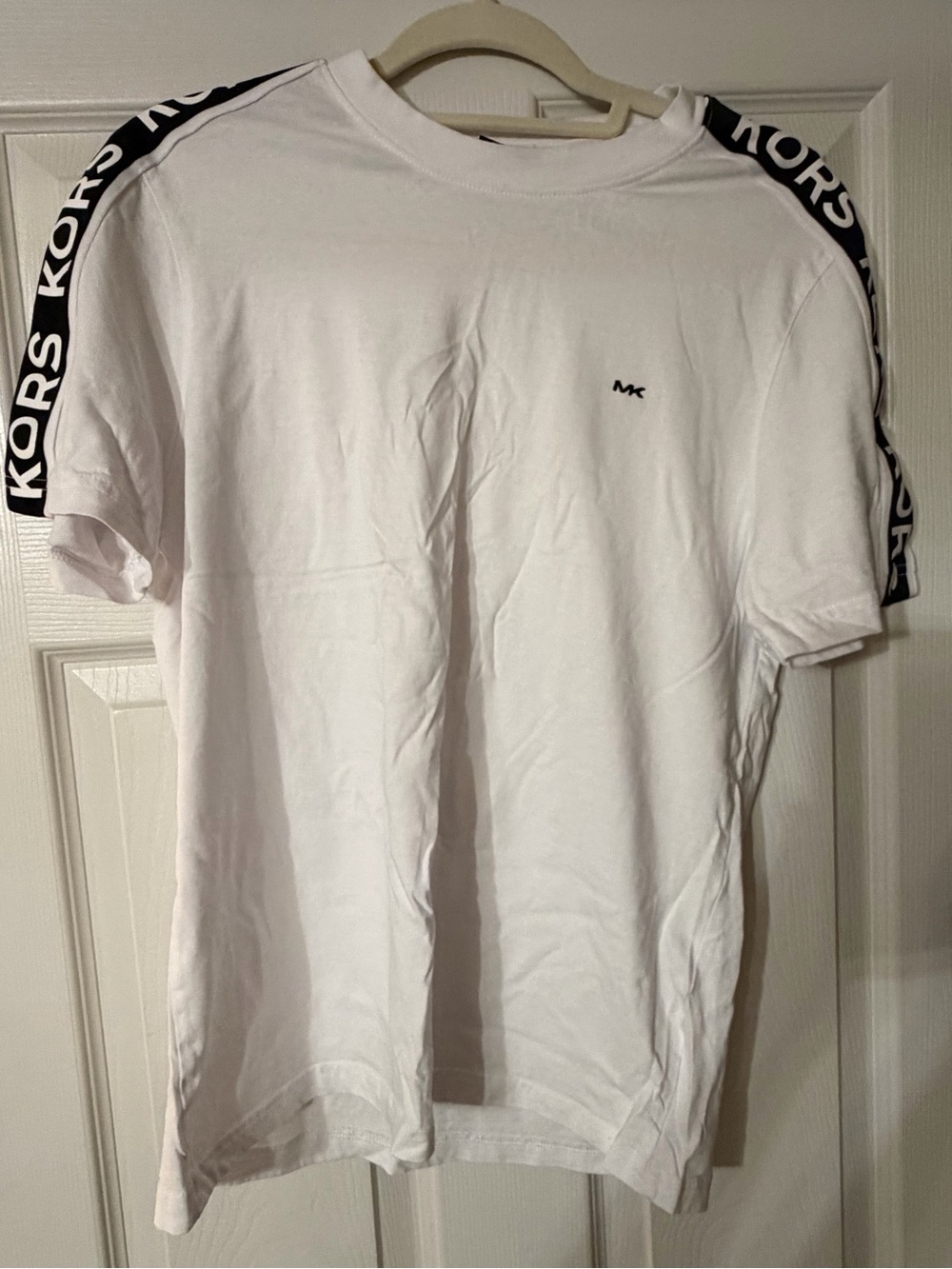 Michael Kors White Short Sleeve Tee with Black Logo Size Small